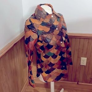 Vintage leather shirt jacket